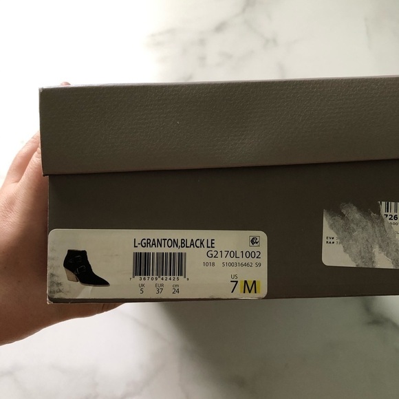 Franco Sarto Granton Block Heel Buckle Black Bootie Size 7 - Picture 8 of 8